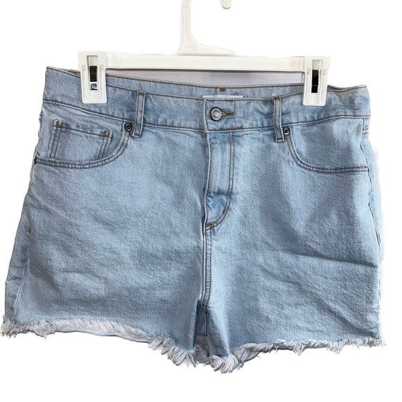 Loft Shorts Jean Curvy Fresh Cut High Rise Cut Off Raw Hem Bottoms Denim Shorts - Picture 1 of 9